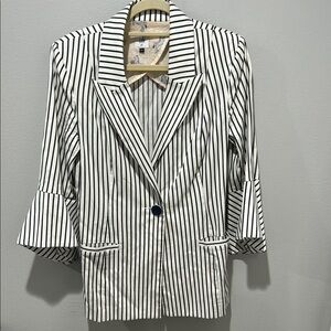 Black and White Striped Women's Blazer
